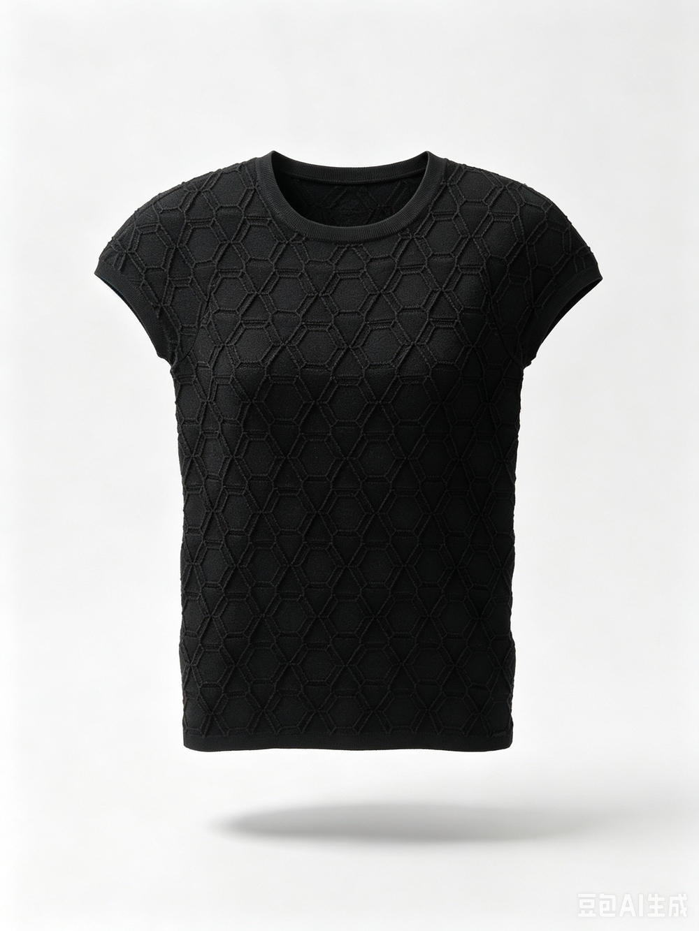 Chanel Black Textured Short-Sleeve Knit Top